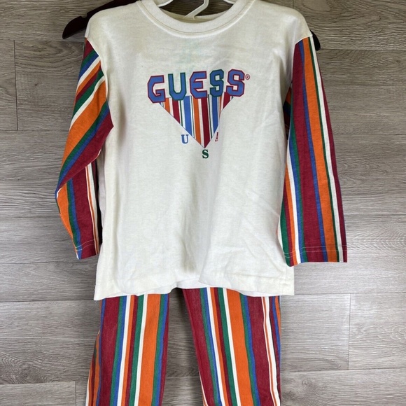 VTG Baby Guess 90s Striped AOP Jeans Denim and Shirt Set RARE NEW OLD STOCK Sz 7 - Picture 1 of 16